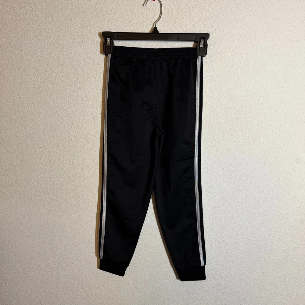 Adidas Girls Black Silver Iridescent Stripe Track‎ Pants Joggers Size 6X